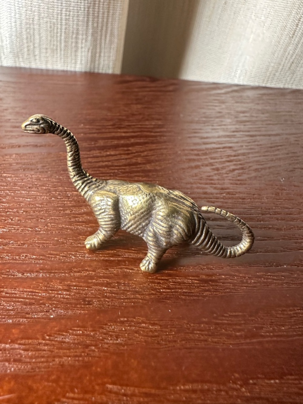 Brass-Colored Brachiosaurus Reptile Figurine - Vintage Style